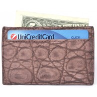Man's Brown Nubuck Alligator Credit Card Case, Business Card & ID Wallet