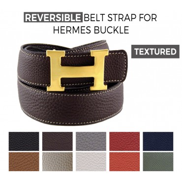 Reversible Leather Strap replacement compatible with HERMES 32mm H Buckle Belt Kit