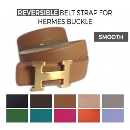 Reversible Smooth Calfskin Belt Strap Replacement for HERMES Buckles
