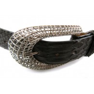 Ladies' 4cm Snake Skin Belt with Oriental Horseshoe Buckle