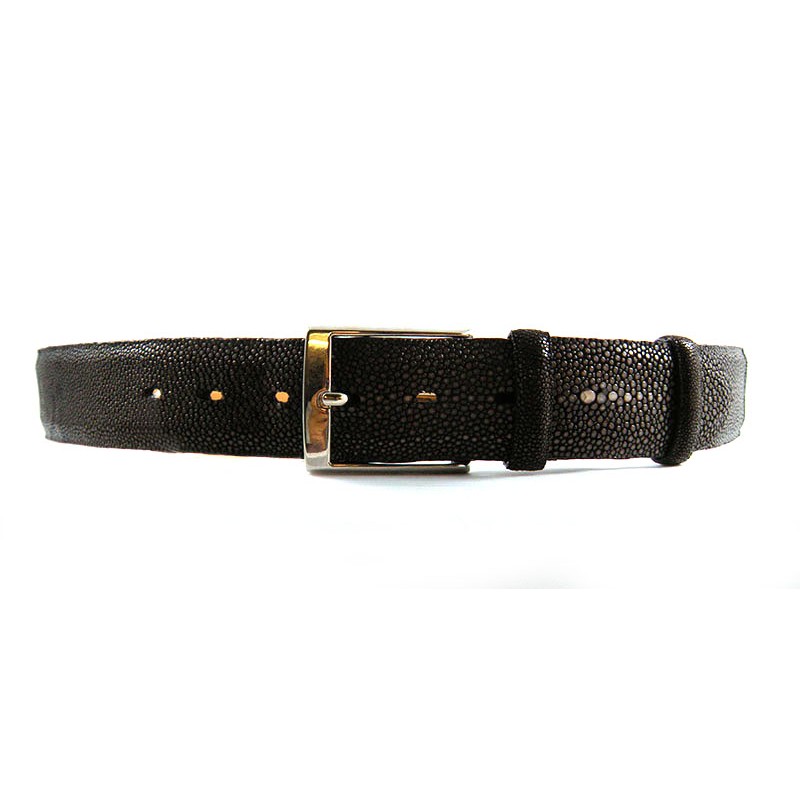 Man Dark Brown Stingray Leather Belt 4cm width - La Petite Croisette