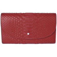 Large Women's Red Snake Skin Wallet with Gusset and Zip