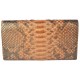 Large Women's Orange Snake Skin Wallet with Gusset and Zip