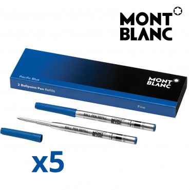 Montblanc 5 Pack 116212 Ballpoint Pen Refill Fine (F) Pacific Blue