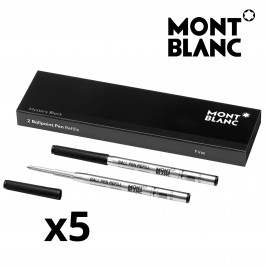 Montblanc 5 Pack 116189 Ballpoint Pen Refill Fine (F) Mystery Black