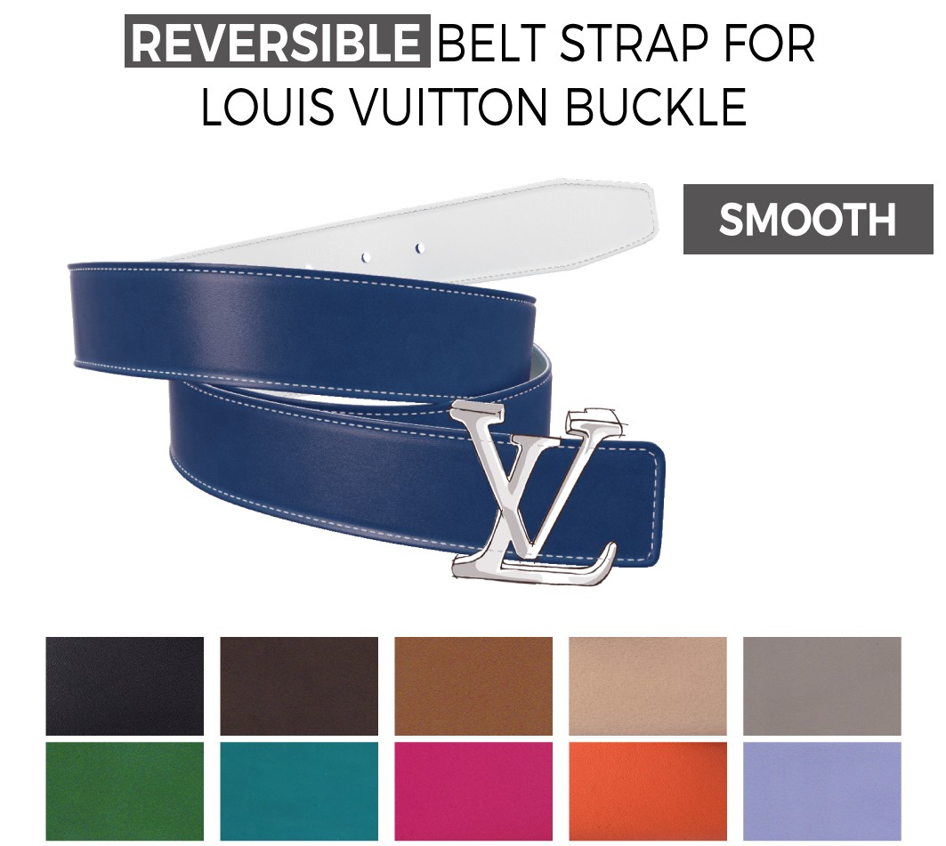 TEXTURED Calfskin Belt Strap for LOUIS VUITTON Signature Detachable Buckles